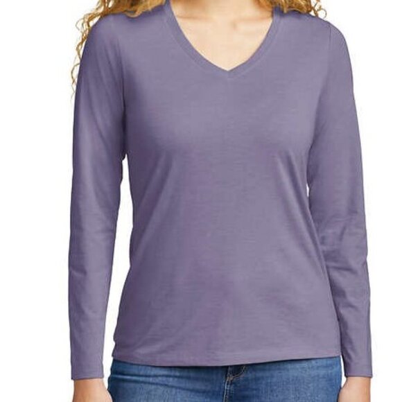 NWOT Eddie Bauer Womens Long Sleeve V Neck Shirt - 2 Pack - Picture 2 of 6